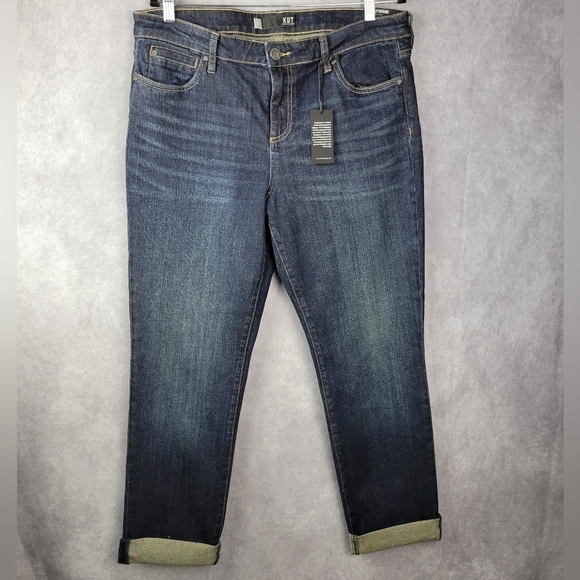 NWT Kut from the Kloth Mid Rise Boyfriend Jean Sz 14 Medium Wash - Picture 4 of 14